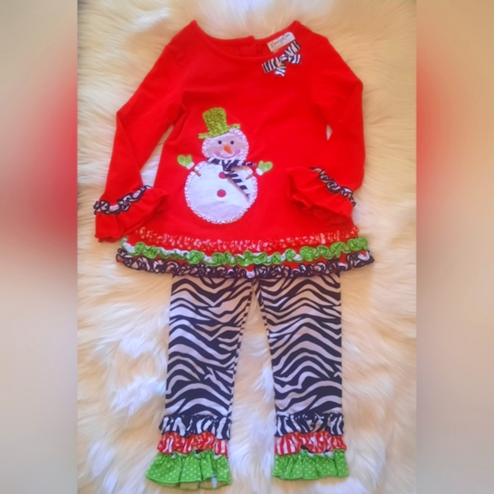 Holiday/Christmas 2pc Ruffled Matching Set - Girls Size 4